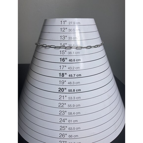 Silver Paperclip Chain Necklace With Lobster Clasp and Extender - Picture 2 of 4